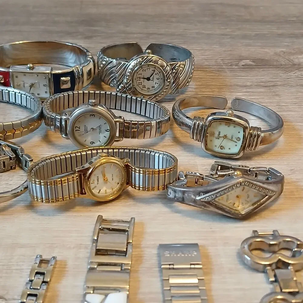 Lot 35+ Watches Parts/Repair ALL Metal Timex Liz Claiborne Armitron Jaclyn Smith
